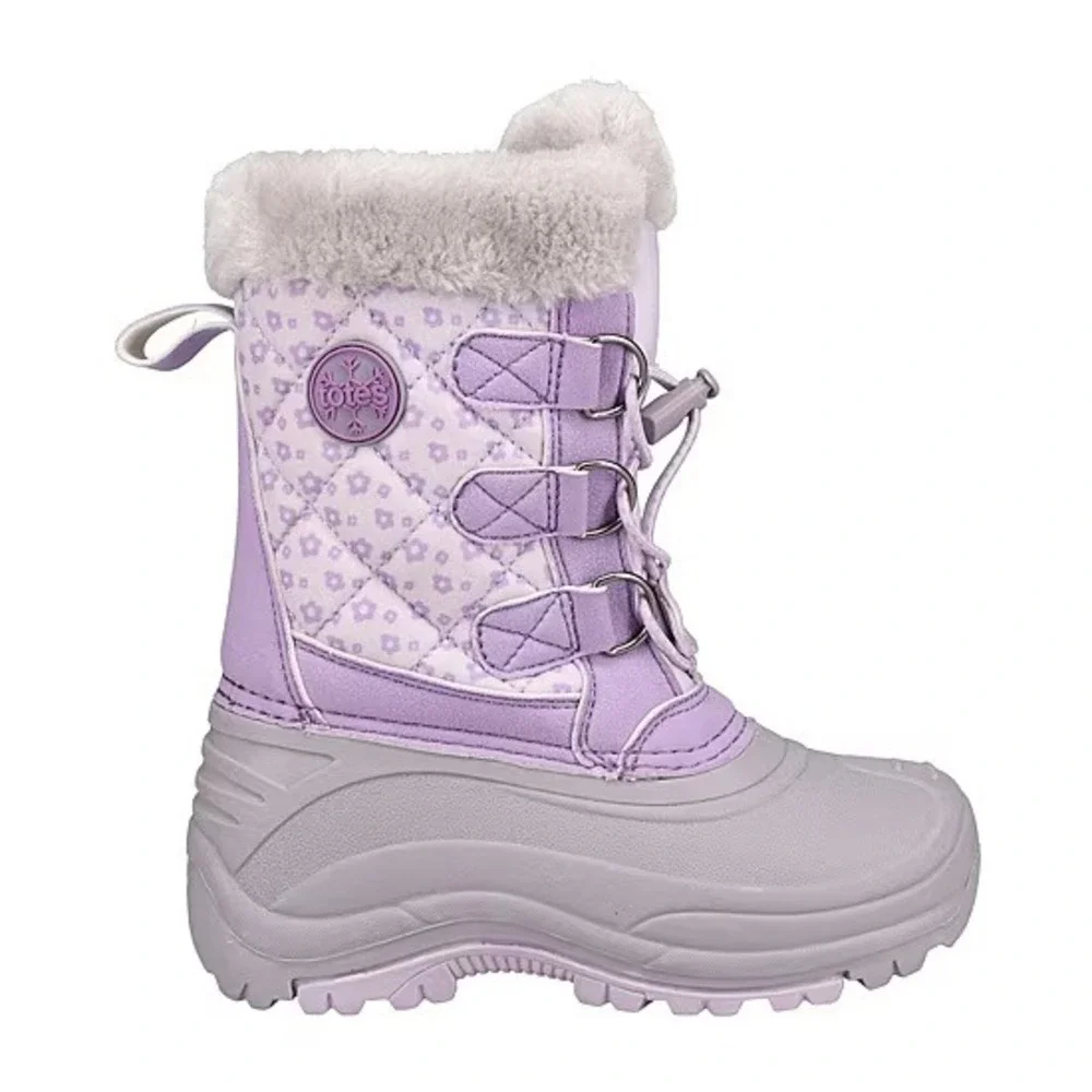 Totes Jenna Girls Big Kid Purple Waterproof Insulated Faux Fur Winter Boots 13